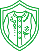 Green outline of a shield with a traditional buttoned shirt featuring decorative designs inside the shield.